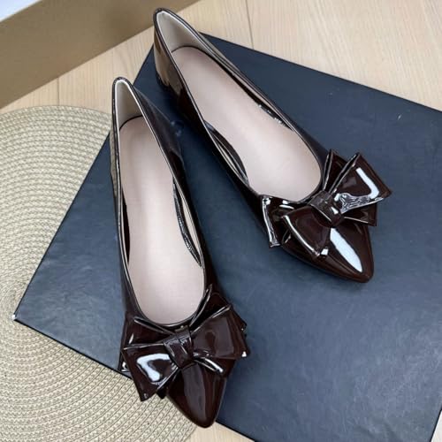 Image of TN TANGNEST Flats Shoes Women Comfort Casual Loafers | Classic Pointed Toe Bowknot Flats Cute Slip On Flats, Wear to Work Travel Walk