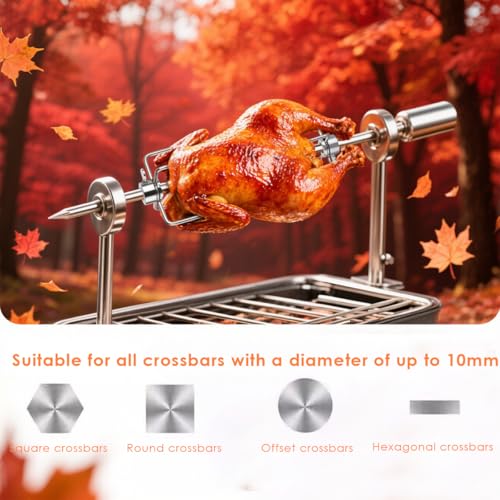 Accesorios para asador giratorio con tenedor de carne y pinchos para barbacoa de pollo 6