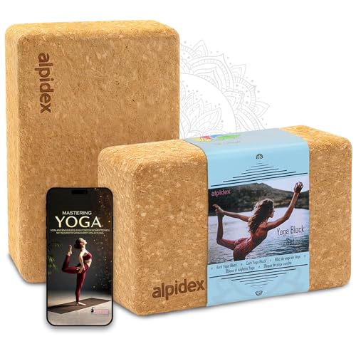 ALPIDEX Yogablock 2er | 4er Set inkl. E-Book mit 100 Übungen ökologisch nachhaltig...