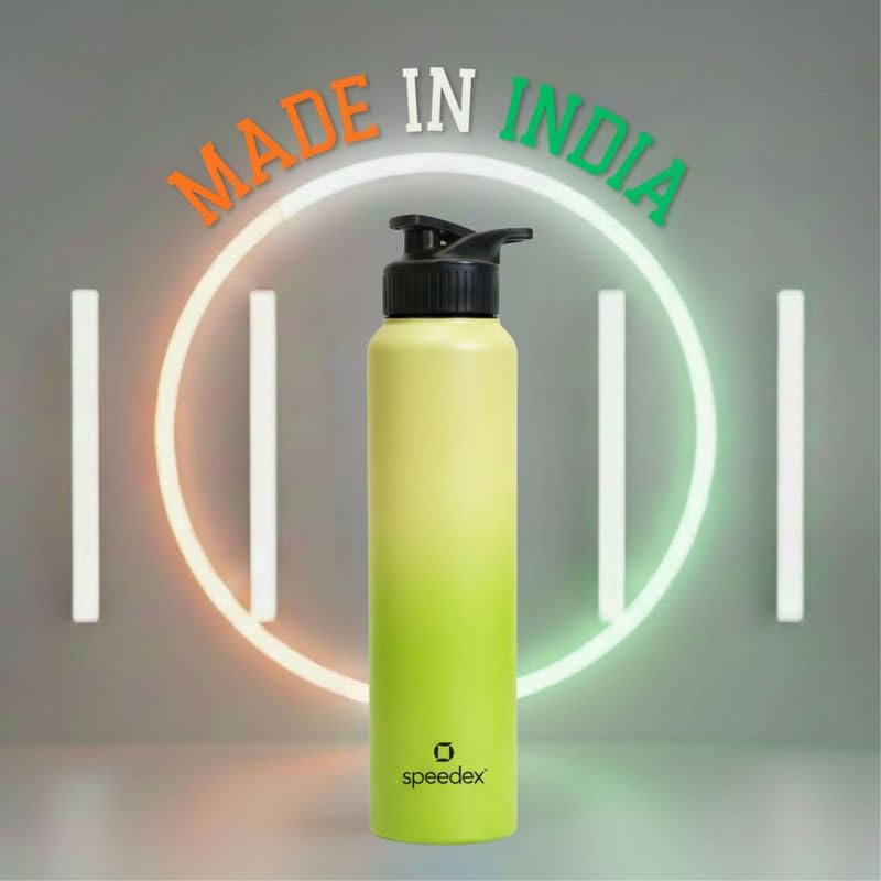 Image of Speedex Stainless Steel Metal Water Bottle 1 Ltr 1000 ml, BIS Approved, Leak Proof Sipper Cap Bottle for Office, School, Gym, Travel, Daily Use for Men, Women, Kids, Adults, Lime Green, Set of 2
