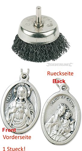 Preisvergleich Produktbild Silverline Topfdrahtbürste, 50 mm, Zopfbürste, Stahlbürste, Metallbürste, Bürste, Bohrmaschine (92997799990448) mit Anhänger Herz Jesu 2,5cm