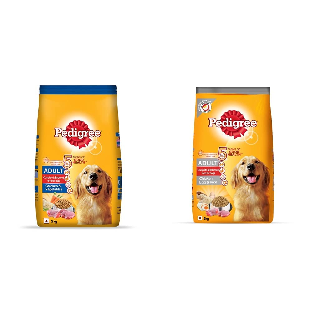 Pedigree Adult Dry Dog Food, Chicken and Vegetables, 3kg Pack & Pedigree Adult Dry Dog Food, (High Protein Variant), Chicken Egg and Rice, 3kg Pack (B08218NKNH) Amazon Price History, Amazon Price Tracker