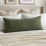MIULEE Decorative Long Lumbar Throw Pillow Cover for Bed 14x36 Dark Olive Green Boho Farmhouse Neutral Couch Pillowcase Pack of 1 Accent Modern Sofa Cushion Livingroom Home Decor (Covers Only)