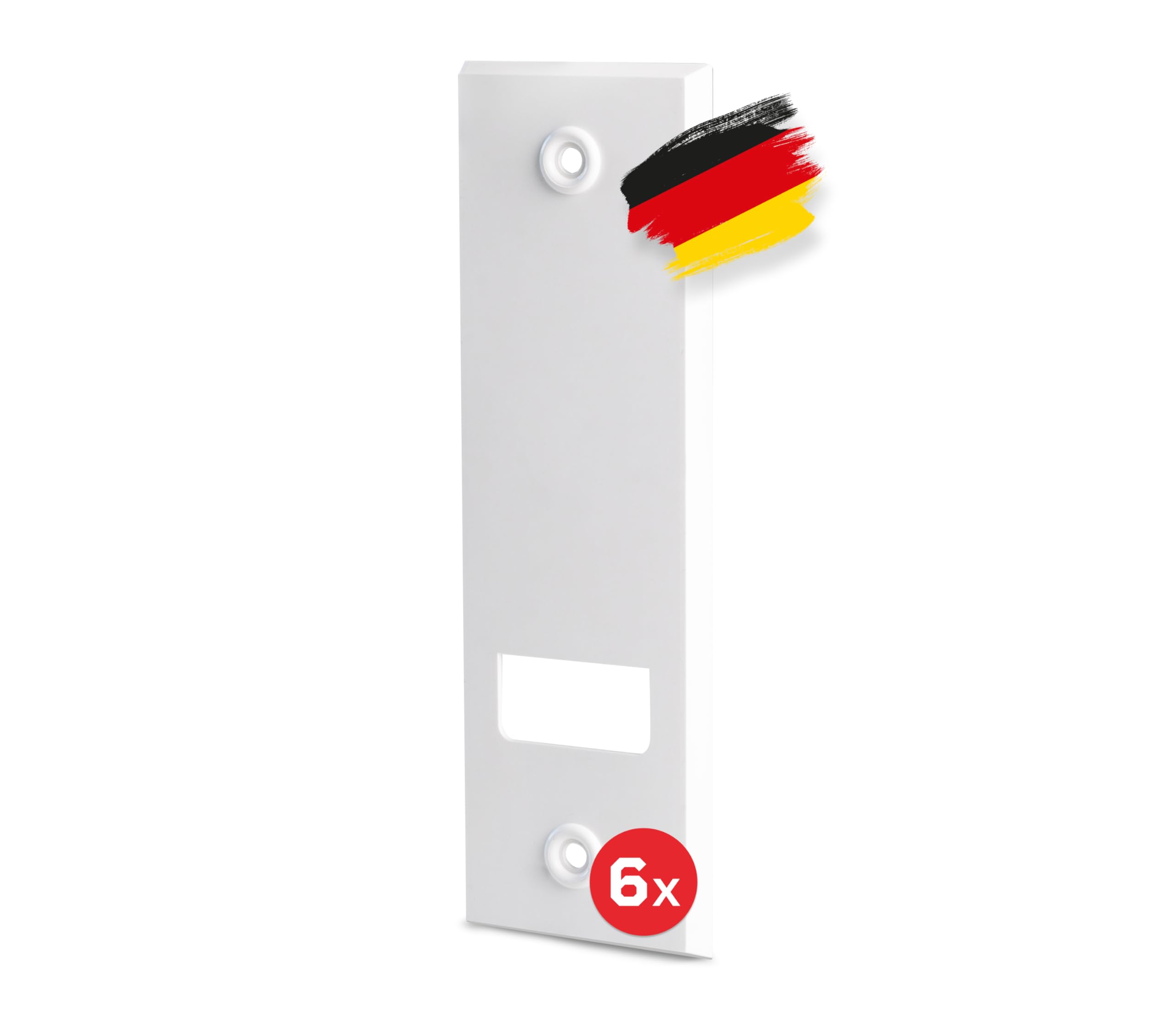 BAUHELD® Rolladengurt Abdeckung mit 160mm Lochabstand [6 Stück] - Maxi Unterputz Gurtwickler-Blende aus stabilem Kunststoff [Einteilig] - Abdeckplatte für Rollladengurt 23mm geeignet - Weiß