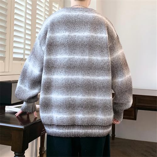 Mens Winter Sweaters Korean Style Soft Warm Print Sweater Casual Loose Long Sleeve Pullovers4