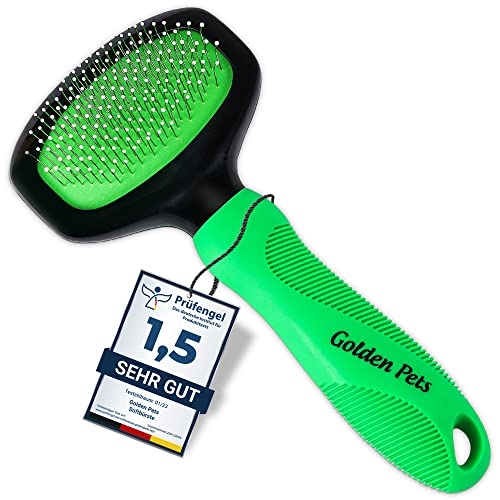 Golden Pets Softbürste verbesserte Version I Schutznoppen für besonders empfindliche Tiere I Ideal für Hunde, Welpen, Katzen, Hasen, Hamster I + Gratis E-Book Pflegehandbuch Cover