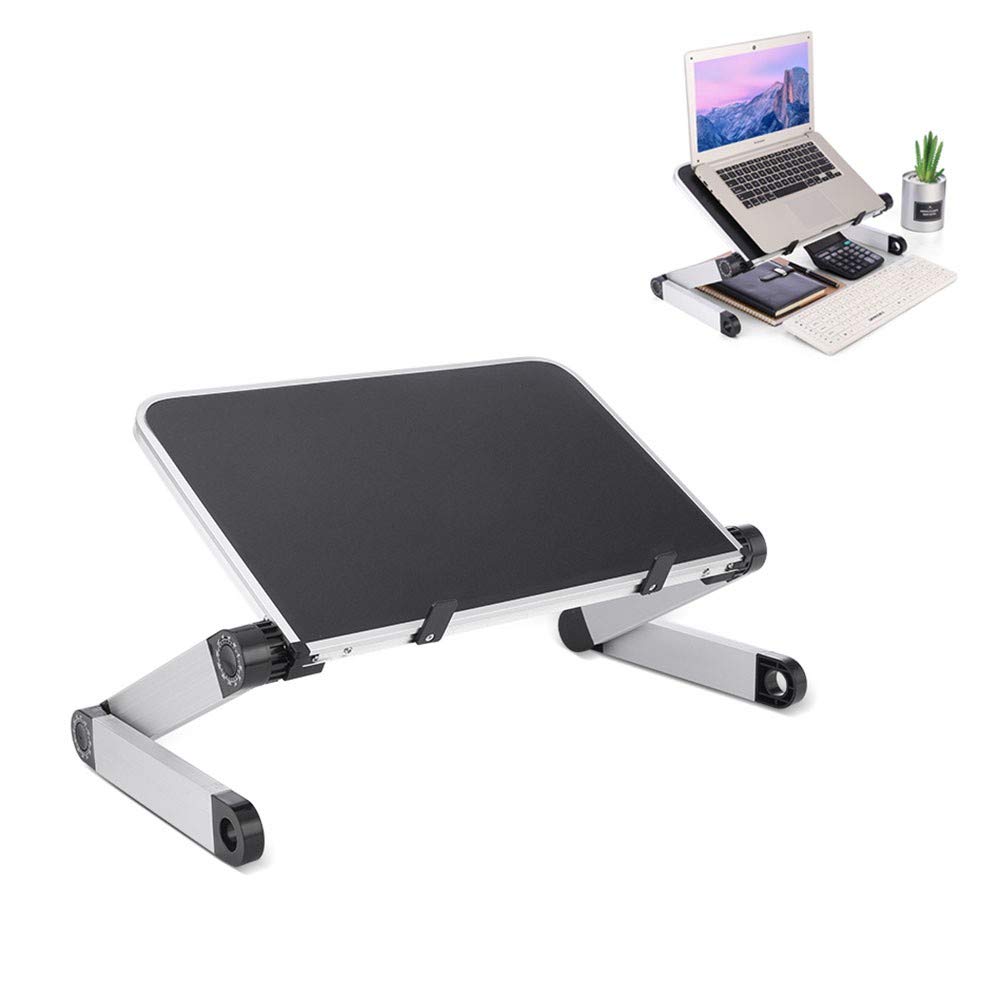 Escritorio de Portátil, Ergonómico Soporte de Portátil Mesa Bandeja Soporte de Regazo para Laptop Tablet Plegable para Cama Sofá, Negro