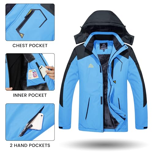 Image of TACVASEN Men's Winter Skiing Jackets Water Resistant Fleece Coats Insulated Thermal Snowboard Jacket Parka Raincoat with Hood