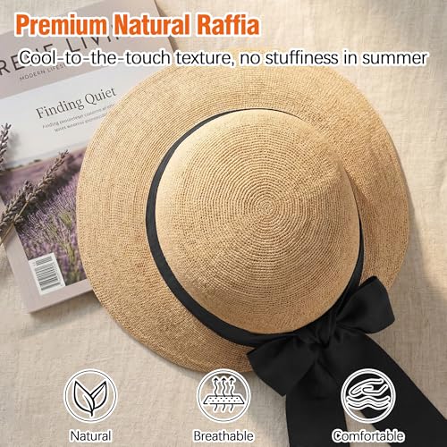 Sombrero de rafia con cinta ancha para mujer miniatura 2