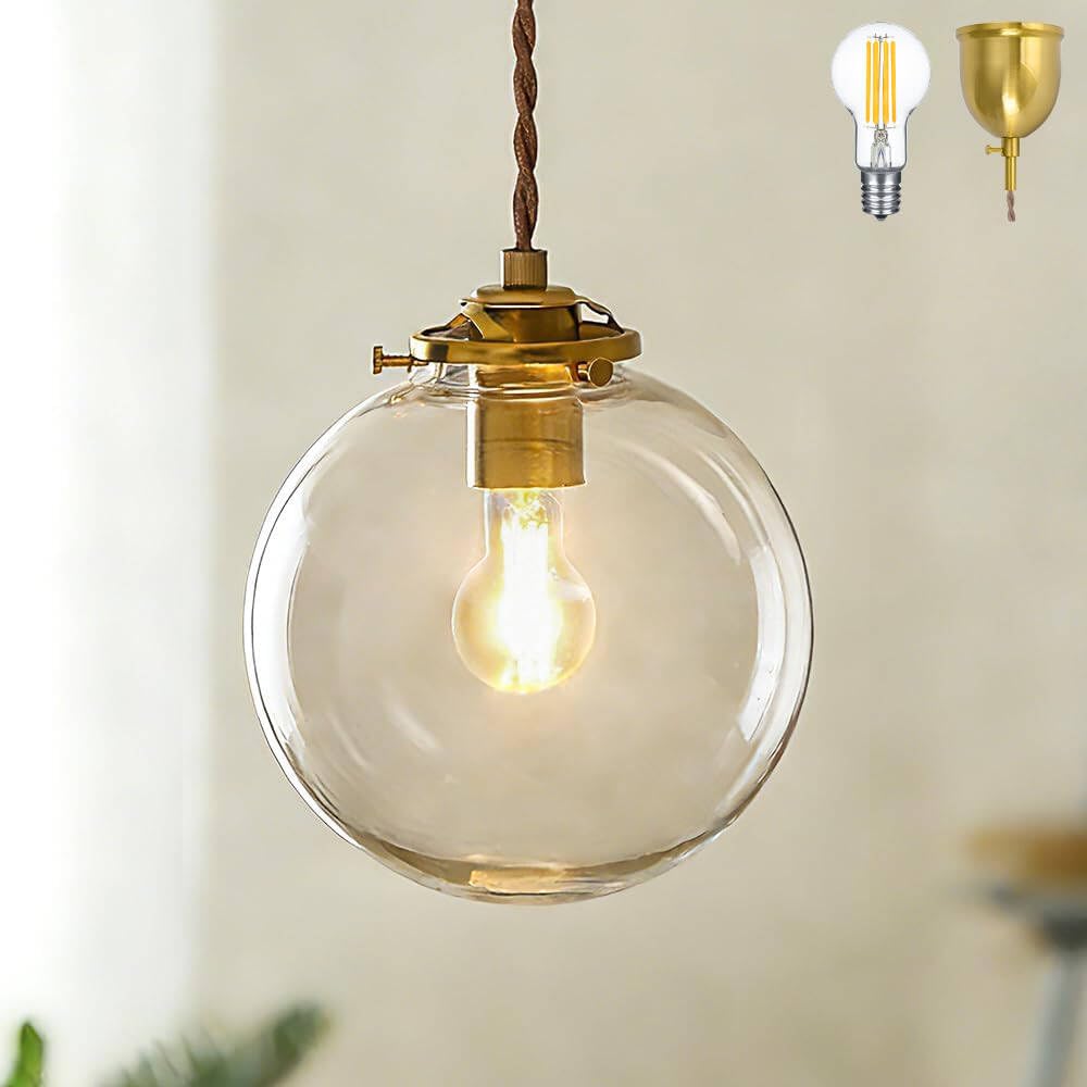 Amazon.co.jp : 共同照明 ペンダントライト ガラス LED電球付き