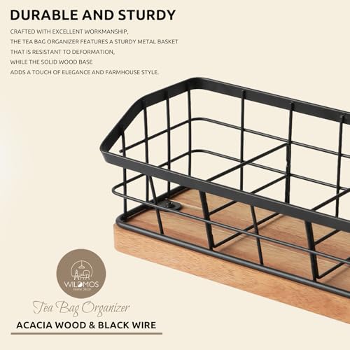 WILDMOS Tea Bag Organizer with Wooden Base