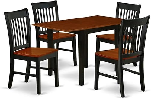 Miniatura 8 de East West Furniture NDNO5-MAH-W - Juego de mesa de comedor de 5 piezas, incluye una mesa de comedor rectangular con gotas y 4 sillas de asiento de