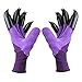 Garden Genie Gloves with Claws(2019 Upgrade), Waterproof and Breathable Garden Gloves for Digging Planting, Best Gardening Gifts for Women and Men (Purple 1 Pairs)