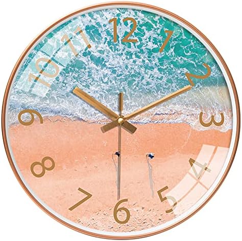 STAR WORK Silent Mute Wall Clocks Battery Operated Non-Ticking Quiet Decorative Wall Clocks for Living Room, Bathroom, Kitchen - Thicken Plastics Frame Glass Cover (GOA Clock)