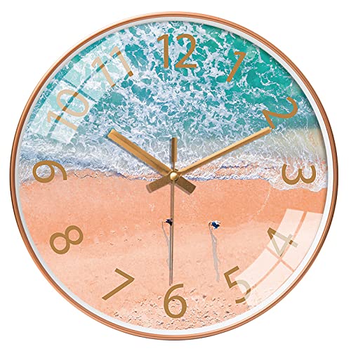 Silent Mute Wall Clocks Battery Operated Non-Ticking Quiet Decorative Wall Clocks for Living Room, Bathroom, Kitchen - Thicken Plastics Frame Glass Cover (GOA Clock)