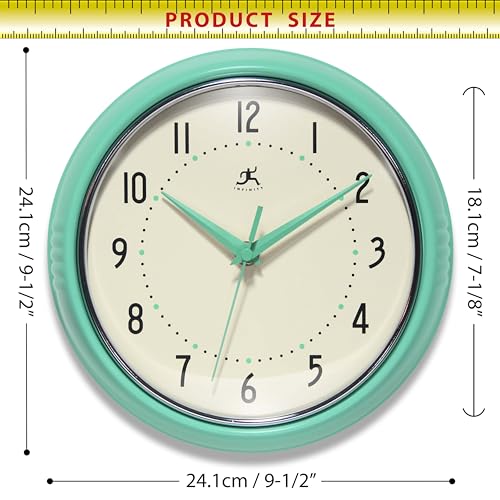 Horloge murale rétro quartz Infinity Instruments menthe 23cm - 6