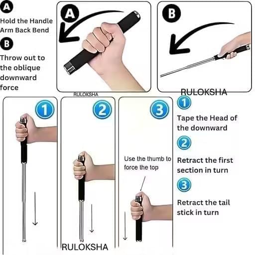 Image of Stainless Steel Premium Collapsible Walking Stick, Lightweight, Extendable with Non-Slip Grip, Foldable Compact, for Hiking or Walking Stick (Pack of 1)