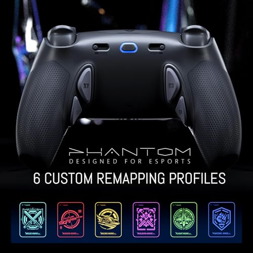 Image of HEXGAMING PHANTOM Pro Controller with 4 Remappable Buttons, 6 Remapping Profiles, 8 Interchangeable Analog Stick, and Adjustable Triggers Compatible with ps5, PC, Mobile - Hall Effect Shadow Gray
