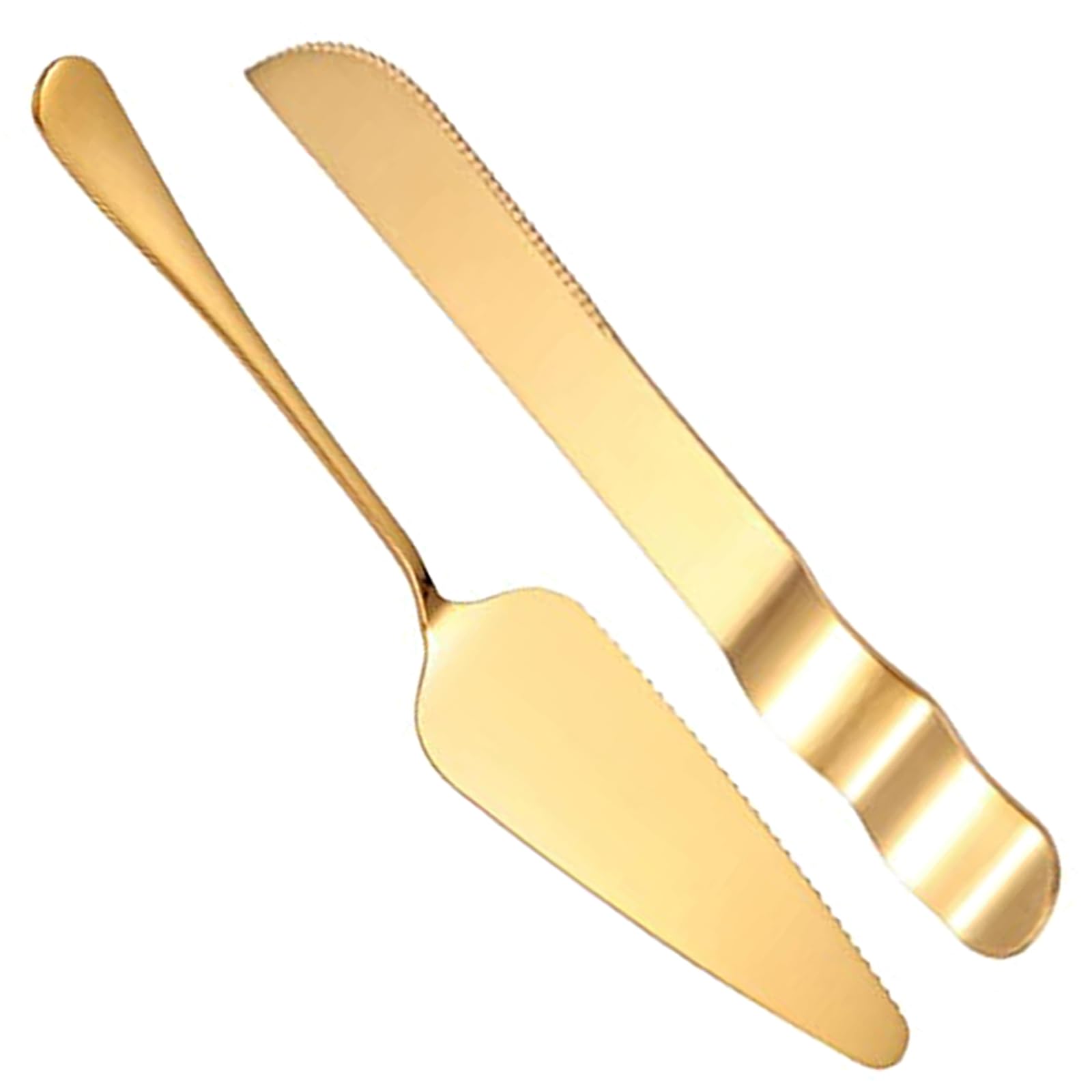 2pcs Pie Server Stainless Steel Cake Knife Suit Gold Stainless Steel Cake Cake Knife Set Pie Knife for Kitchens, Restaurants, Parties, Wedding(Gold)