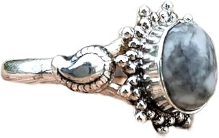 White Howlite Ring, Oval Stone Ring, Boho Ring, Calming Ring, White Buffalo Turquoise Ring, Cabochon Ring, Handmade Ring, White Howlite Jewelry, Rings for Women, Statement Rings Gift for Girls, White Gemstone Ring