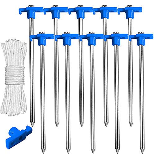 ABCCANOPY - Juego de 10 estacas para Tienda de campaña (20,3 cm), Color Azul