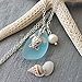 Handmade in Hawaii, Turquoise bay blue sea glass necklace, sea turtle charm, Natural pearl,