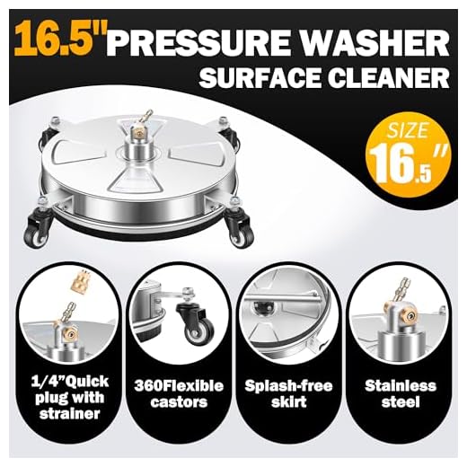 16" Stainless Steel Pressure Washer Surface Cleaner