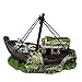 Thereisno Aquarium Sunken Ship Decorations Resin Ship Cave Fish for Tank Ornaments Betta for Tank Accessories Hideout for Hermit C Night Lamp