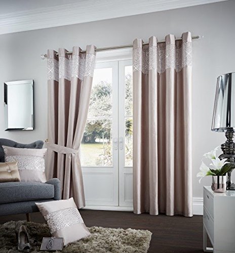 Gaveno Cavailia Luxurious Fully Lined Aviv Room Curtains (66 x 72 Inches), Polyester, Natural