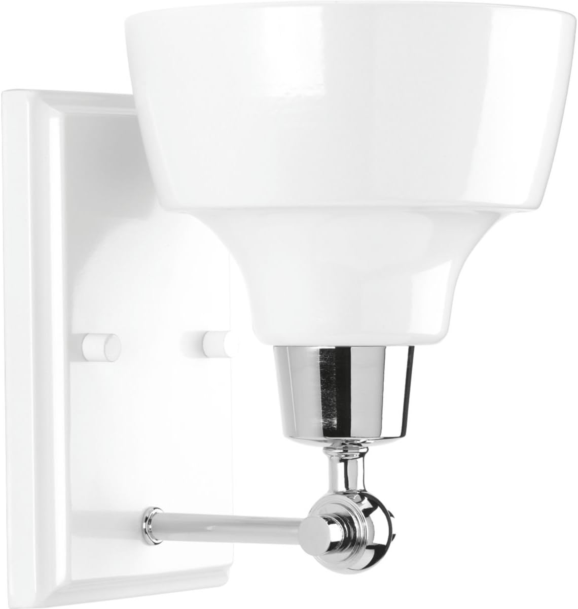 New Arrivals Bramlett Collection 1-Light White Metal Shade Coastal Bath Vanity Light Polished Chrome Up To 40% OFF Bramlett Collection 1-Light White Metal Shade Coastal Bath Vanity Light Polished Chrome