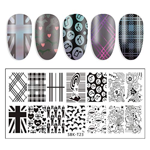 Danneasy 6Pcs Nail Art Stamping Plate Set With Nail Stamper And Scraper + Storage Bag Gel Polish Nail Templates Kit Manicure Diy Tools #TOP6