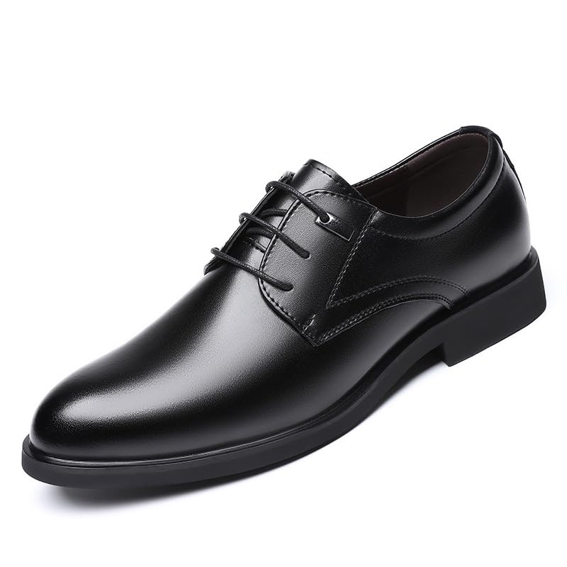 Dress Oxford Formal Shoes for Men Lace Up Black Faux Leather Solid Color Derby Shoes Block Heel Non Slip Anti-Slip Prom2