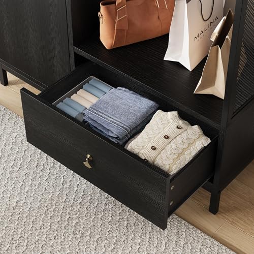 IDEALHOUSE 78.9 in Armoire Wardrobe Closet with Drawers, Wood Wardrobe Cabinet with Shelves and Hanging Rod,Clothing Storage Cabinet for Bedroom, Space-Saving Storage System for Entryway by IDEALHOUSE - Image 3