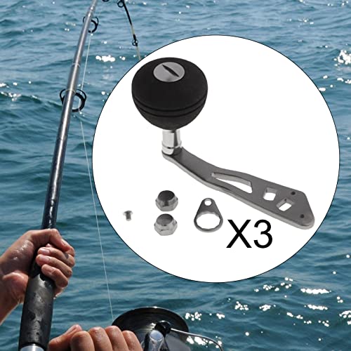 Sharplace 3 Pieces Power Single Fishing Reel Handle Knob Replacement Handle Non-Slip EVA Black Ambidextrous Baitcasting Reel Handle