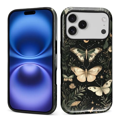 CARLOCA Case for iPhone 17 Pro,Gothic Dark Butterfly Design Hybrid Dual Protection Soft TPU Hard PC Shockproof Anti Scratch Men & Women Stylish Protective Phone Case