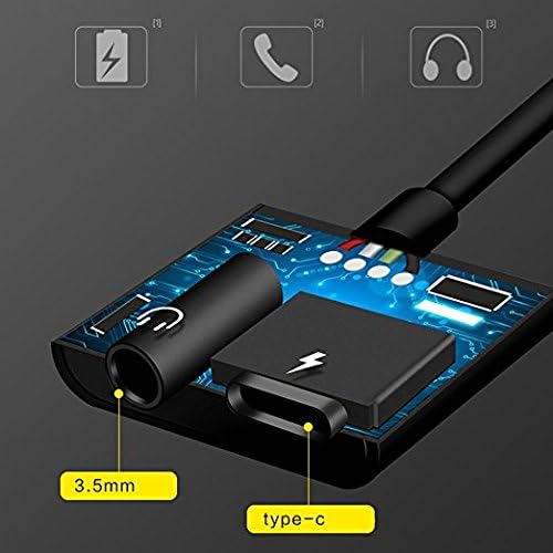 OWIKAR 2-in-1 Type C to 3.5mm Headphone Jack Adapter/Connector Charger, Earphone Aux Audio & Charge Adapter for Motorola, Letv 2 Pro, 3 Pro, Max 2, Huawei, Xiaomi & More USB C Devices