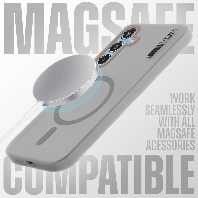 Image of Mr. Case Back Cover for Samsung M35 5G Sleek Frosted Translucent Back Only Compatible with Wireless Magnetic Accessories | Anti-Scratch Shockproof Phone Case - Grey