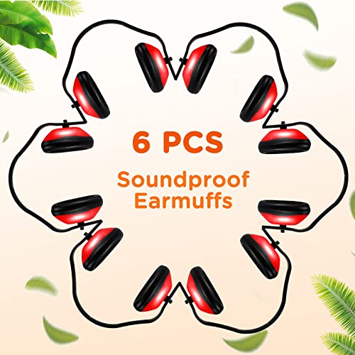 6 Pcs Soundproof Earmuffs Hearing Protection Headphones Adjustable Padded Defender Noise Reduction Earplug (Red) - Image 5