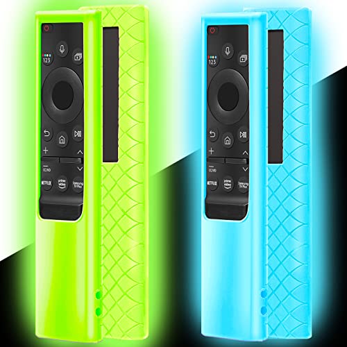2Pack Case Compatible with Samsung Smart TV Remote Control 2021/2022, Cover for Solar Cell Remote BN59-01357 BN59-01385 BN59-01265A Universal Silicone Skin Sleeve Glow in The Dark
