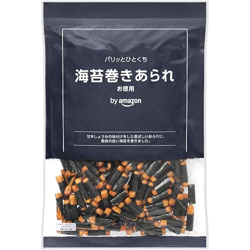 by Amazon 海苔巻きあられ 500g お徳用 大容量 チャック付きの商品画像（Amazon）