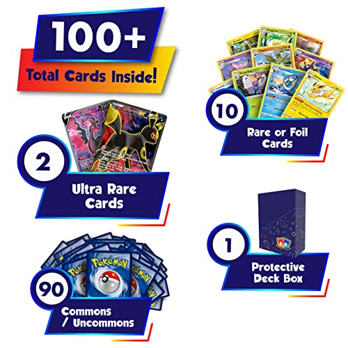 Deluxe Ultra Rare Card Bundle | 100+ Cards With 2 Guaranteed Plus 10 Bonus Rare Or Holo Foil Cards | Gg Deck Box Compatible With Pokemon Cards #TOP1