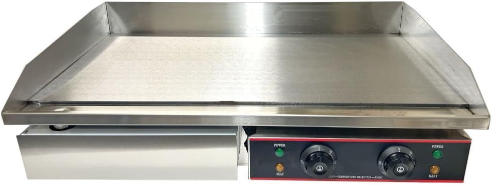 Chef-Hub Commercial Double Sided Counter Top Electric Stainless Steel Griddle/Flat Hotplate/Barbeque Griddle/Kitchen Grill/Fried Pans - 4.4Kw Ideal for Eggs, Bacon, and Sausages Etc.