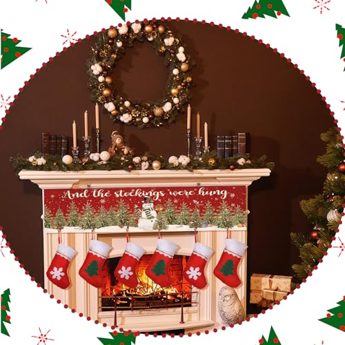 Cinnvoice Christmas Stocking Hanger Christmas Wall Stocking Holders for Wall with 6 Hangers Wood the Stockings were Hung Sign for Mantle,24.6 Inch by Cinnvoice - Image 6
