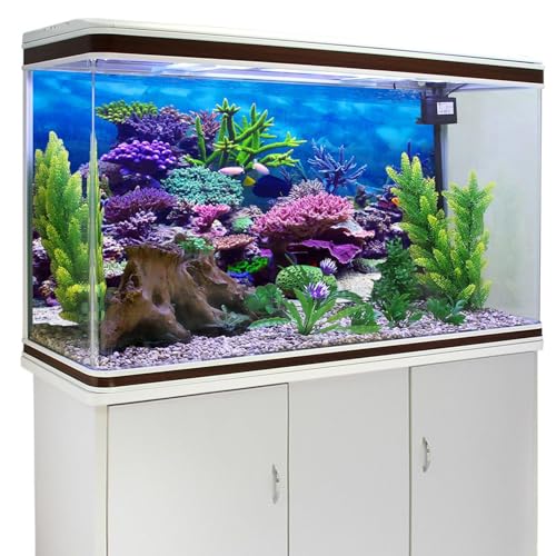 Image of YongFoto Ocean Theme Fish Tank Background 24x12 inch Coral Seaweed Reef Rock Tropical Fish Underwater Sea World Polyester Backdrop Reptile Habitat Terrarium Aquarium Background