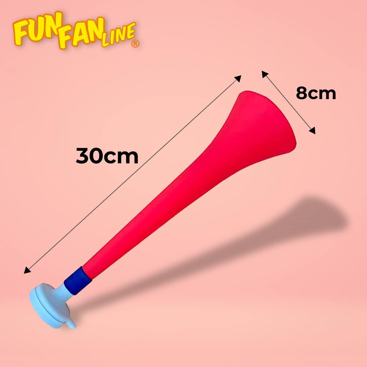 Pack Personalisierbare Vuvuzelas 120 DB | Kombinieren Sie 3 Farben (Trompete, Blasebalg, Ring) für Ihr Team oder Ihre Party | Laute Animationshupe