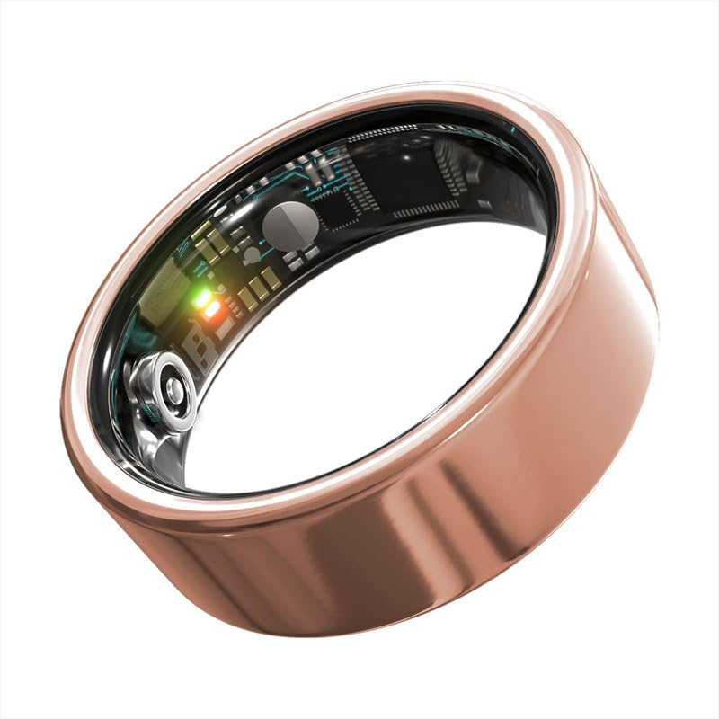 Smart Ring Health Monitoring 5ATM Waterproof Fitness Tracker with Glossy Titanium Surface Blood...