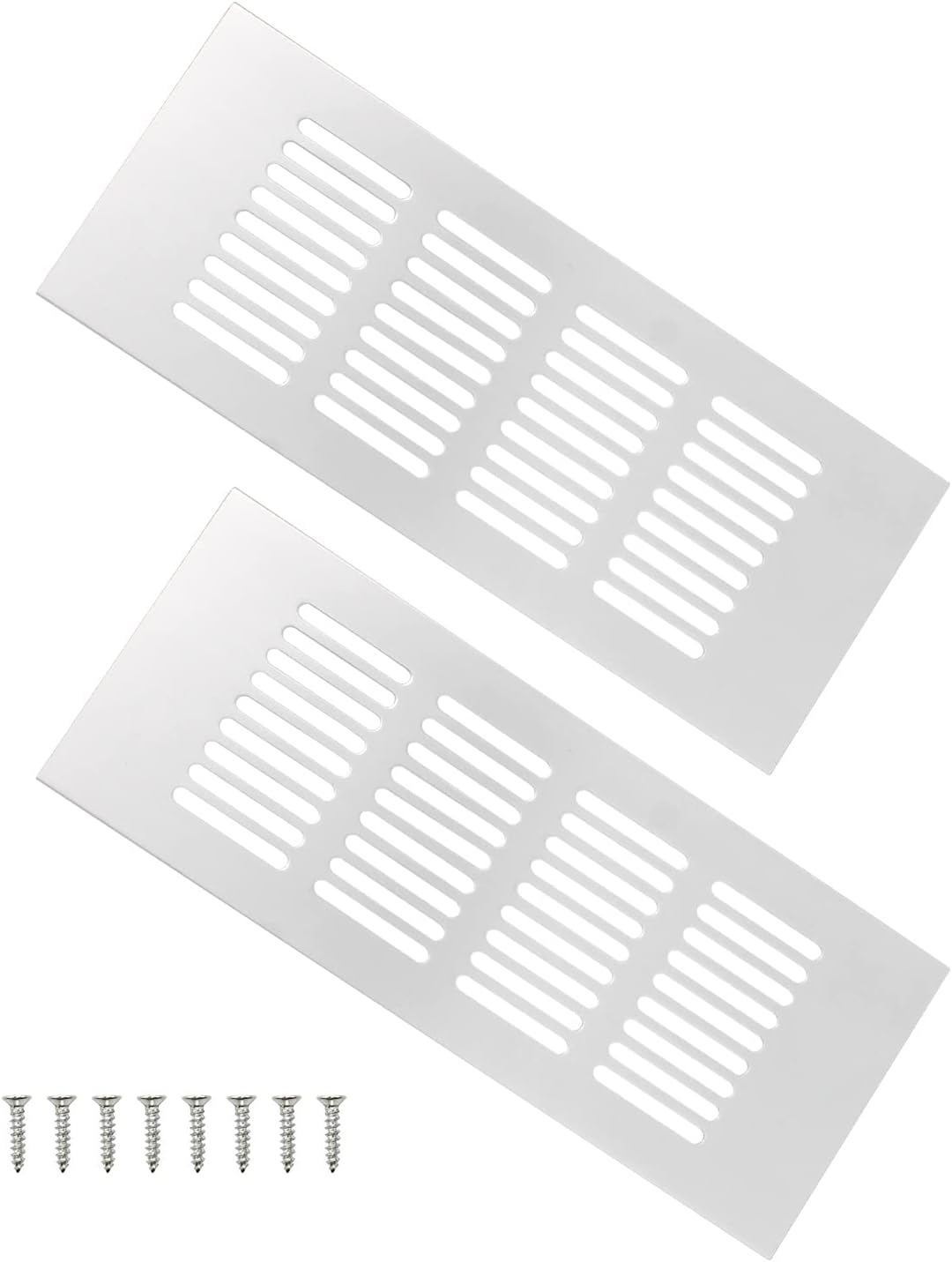 SRJQXH 2 Pcs Ventilation Grill Cover, Long 200 mm Air Vent Covers, Silver Aluminum Cupboard Vents Cover
