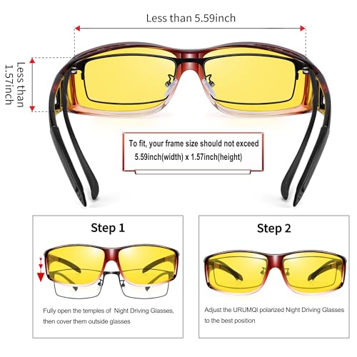 Image of URUMQI Night Vision Driving Glasses Fit Over Eyeglasses for Men Women