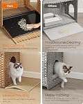 Feandrea Coffret à litière pour chat, Articles de literie cachés en rotin tissés à la main Meubles avec matelas à literie supplémentaire, Plateau lavable amovible, Boho Cat House, Table de fin, Goose Yellow UPCL014K01