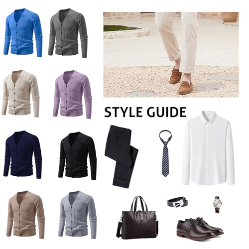 Mens Cardigan Sweaters with Buttons V Neck Cable Knit Lightweight Soft Knitwear Slim Solid Color Workcardigan3